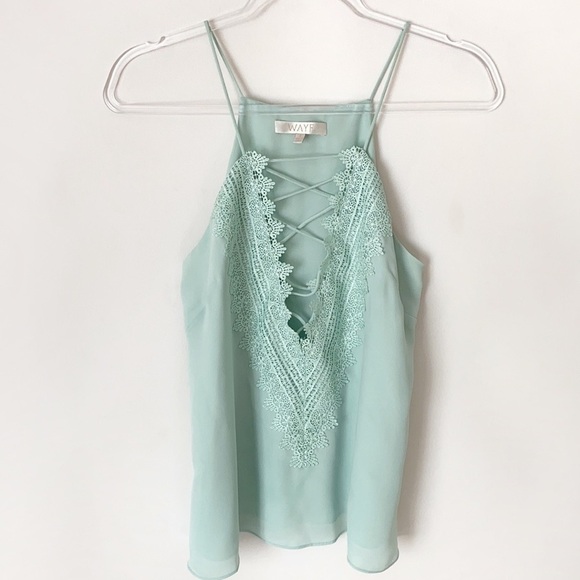 Wayf Posie mint green lace trim strappy camisole size Small - Picture 1 of 6